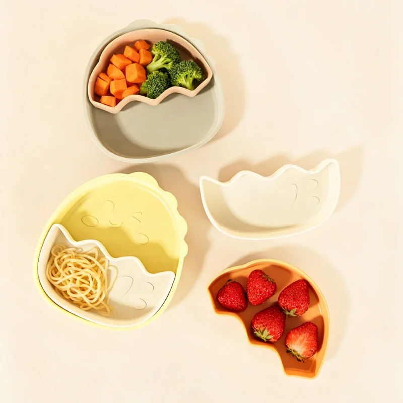 Plato de silicona dividido para bebés autoalimentación divertida - imagen 3