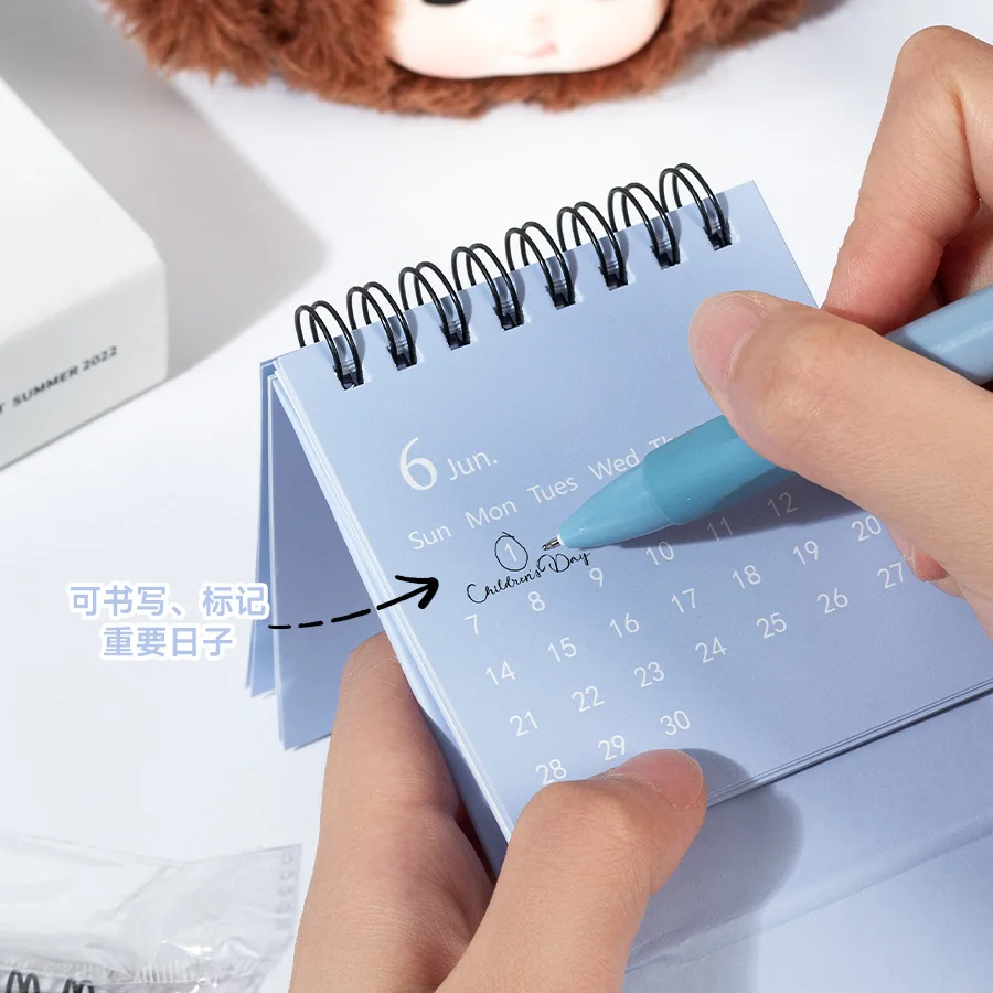 Mini calendario para 2026, adorno de escritorio Morandi, libro de plan de calendario de bobina creativo - imagen 3