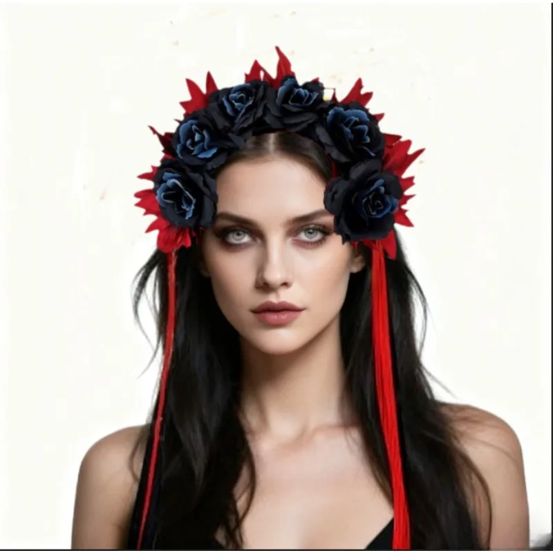 Corona floral Día de los Muertos – Diadema infantil caléndula - imagen 5