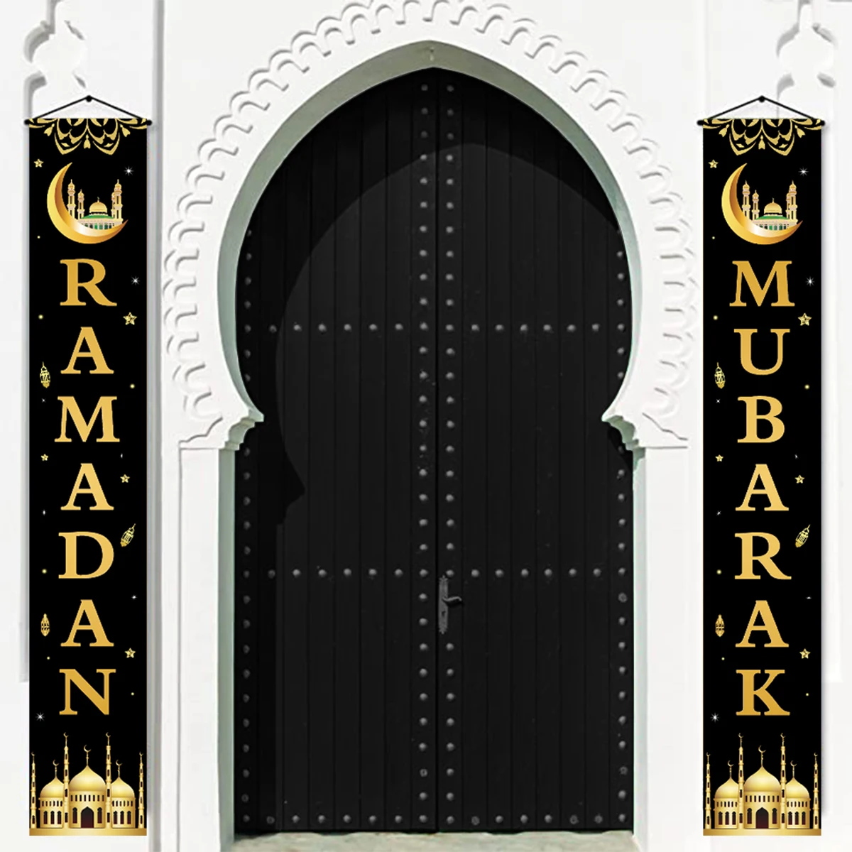 Bannière de porte Eid Mubarak, décoration pour la maison du Ramadan, décor de fête musulmane islamique, cadeaux de l'eid, Abaya AL Adha, Ramadan Kareem - imagen 3