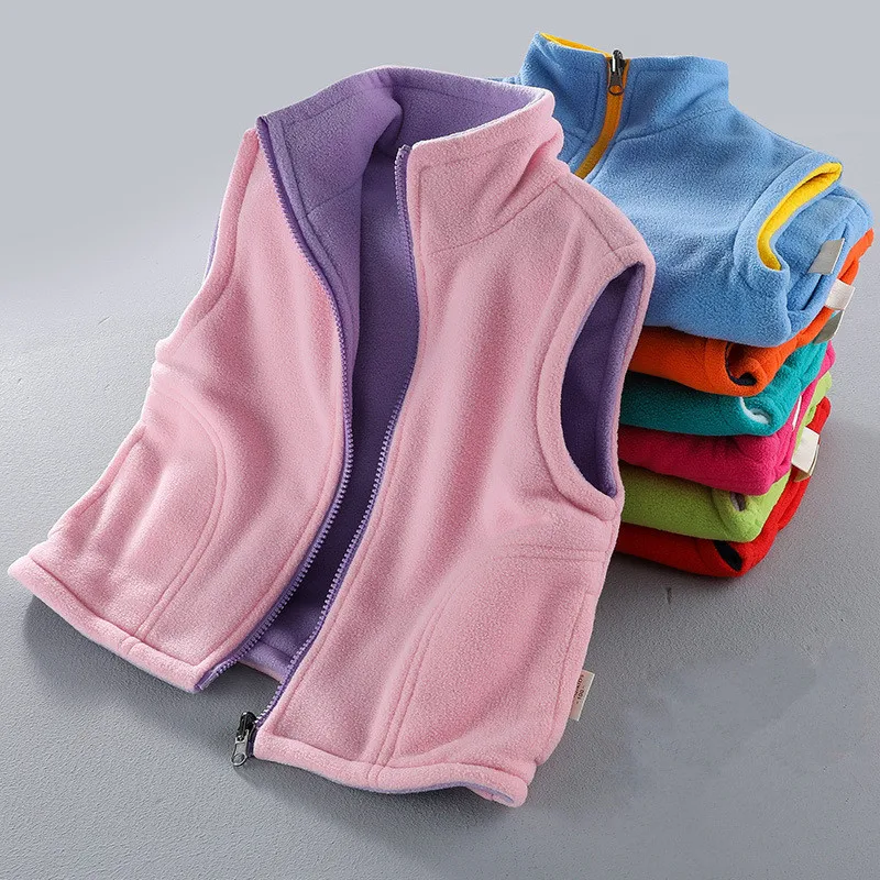 Chaleco de primavera para bebés, chaquetas de lana para niñas, prendas de vestir exteriores de terciopelo, chaqueta cálida de Color caramelo para niños, chaquetas sin mangas para niños