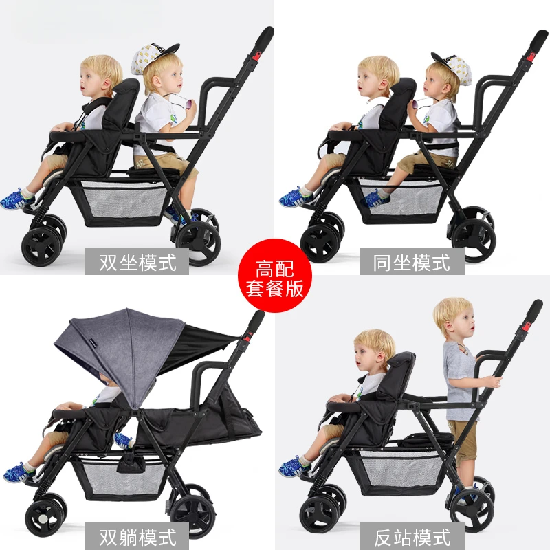 Los cochecitos gemelos son cochecitos de bebé plegables, portátiles y de sitio - imagen 3