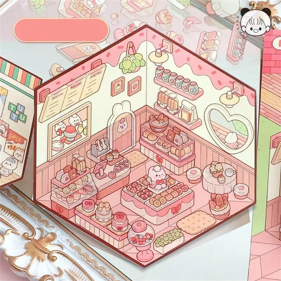 Escena en miniatura Escena adhesiva de libro de mano de cabana estereoscópica apilada 3D - imagen 5