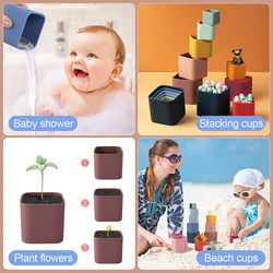 Bloques apilables de silicona para bebé – Juguete educativo de baño