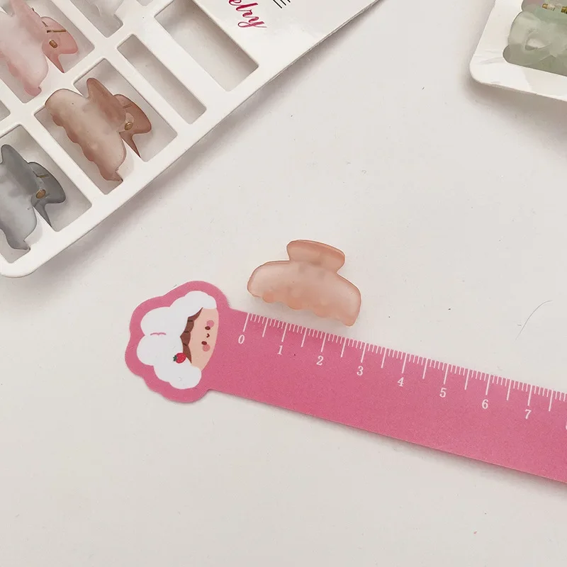 6 unids/set de pinzas para el cabello pequeñas esmeriladas para niños y niñas, horquilla acrílica de Color sólido, Clip alto para cola de caballo, accesorios para el cabello - imagen 5