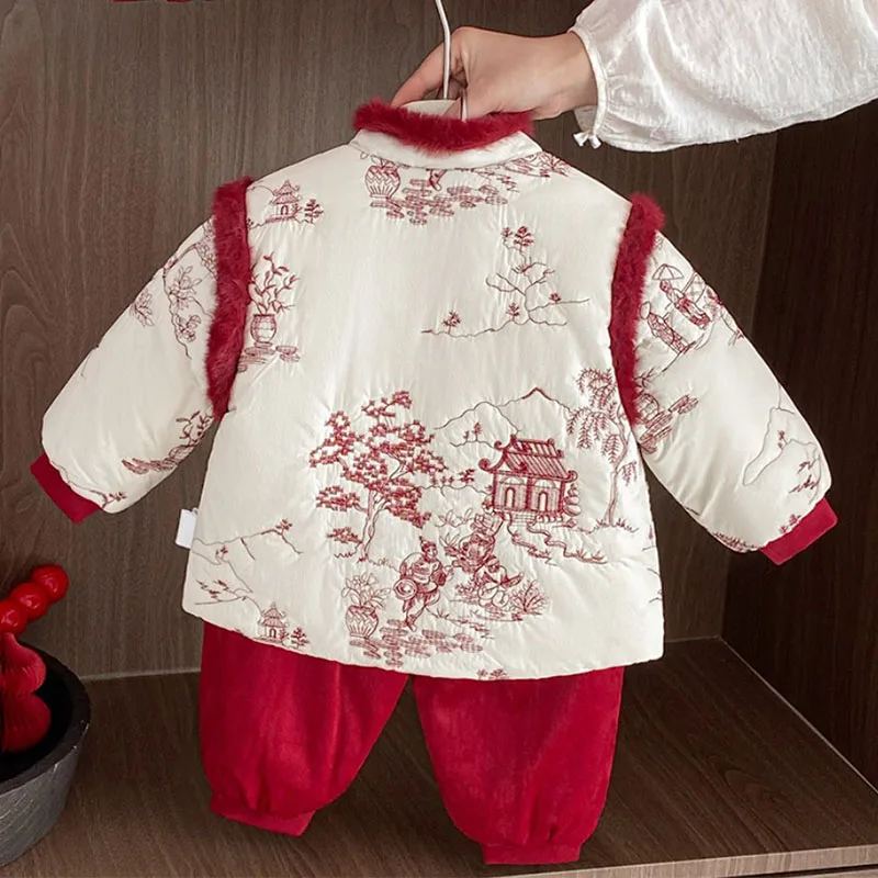Conjunto polar bordado floral para niño - imagen 4