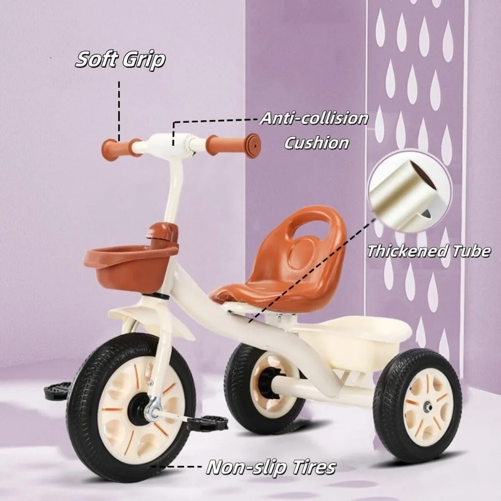 Triciclo 2 en 1 para niños, triciclo con asa de empuje, cestas de almacenamiento de asiento ajustables, bicicleta de equilibrio, regalo de cumpleaños para niño y niña - imagen 4