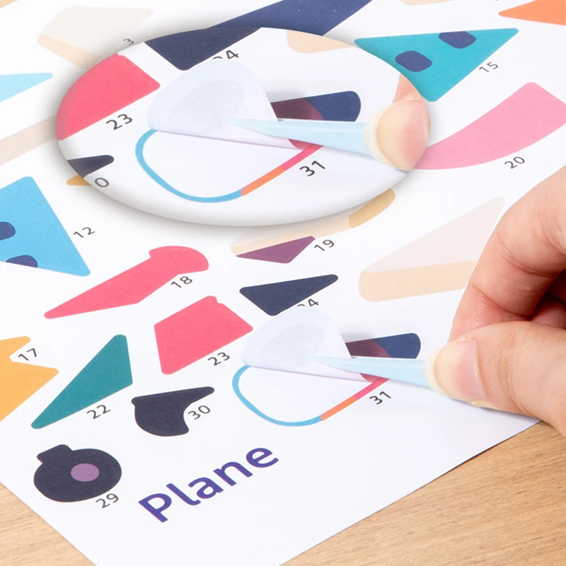 Rompecabezas de iluminación de 8 patrones, escena de educación cognitiva temprana, libro de pegatinas, cultivo de enfoque, libro de pegatinas silencioso, aventura creativa - imagen 4