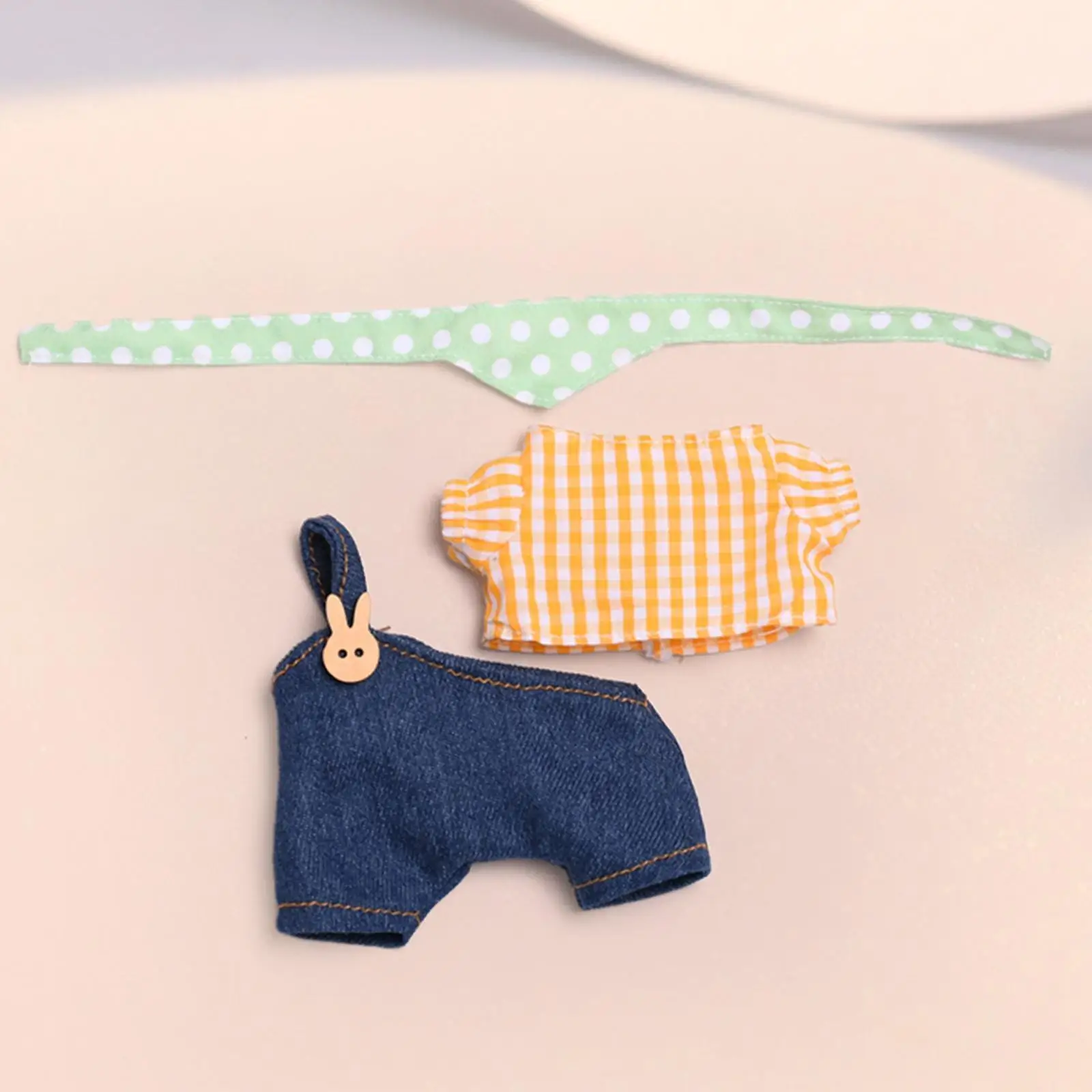 Plush Figure T Shirt and Suspenders Hands on DIY Dress up for 6.69inch Doll