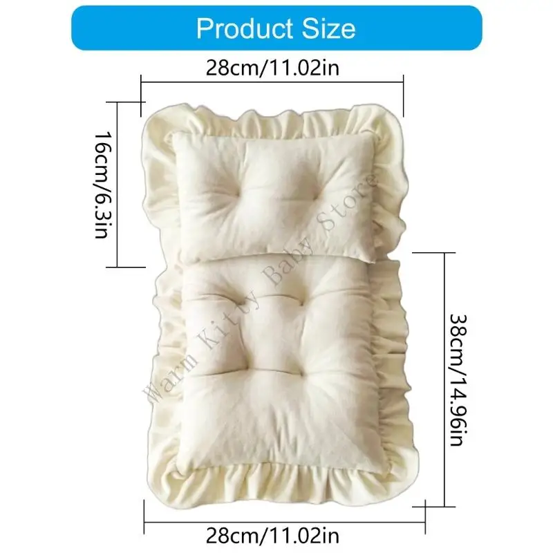 Accesorios de fotografía recién nacido, juego de colchón y almohada, cojín de cama Vintage para fotos de bebé de luna llena, accesorios para sesión de fotos, 2 uds. - imagen 5