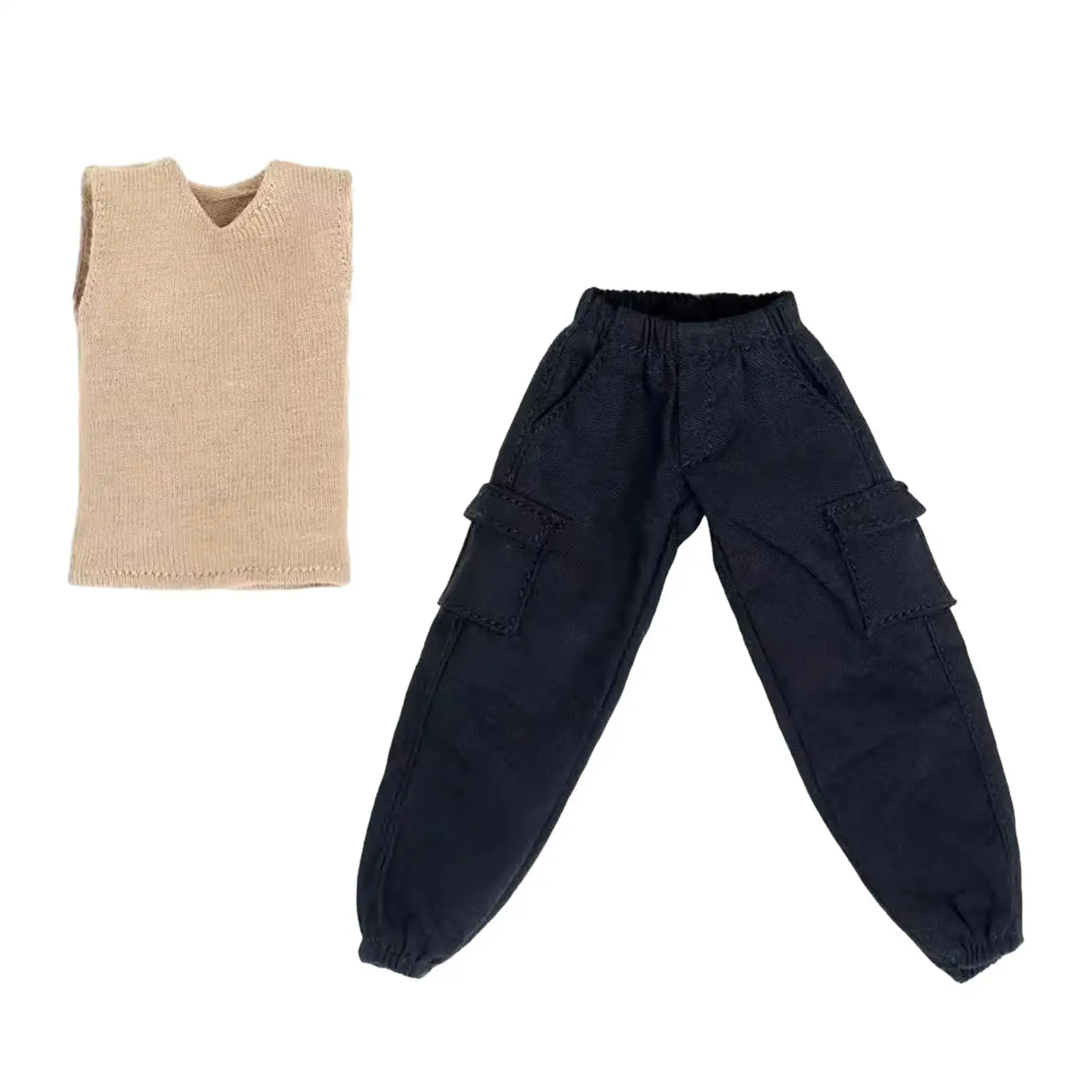 2x 1/12 Scale Sweater Vest and Pants Handmade Doll Clothes Miniature Clothing for 6