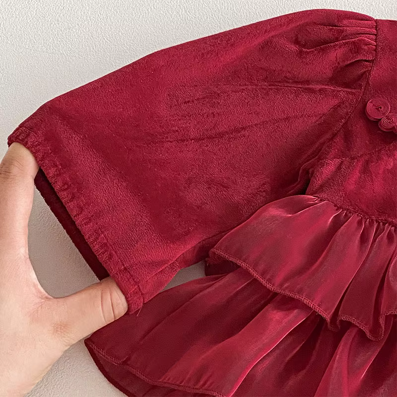 Mono princesa rojo manga larga estilo chino para bebé - imagen 2