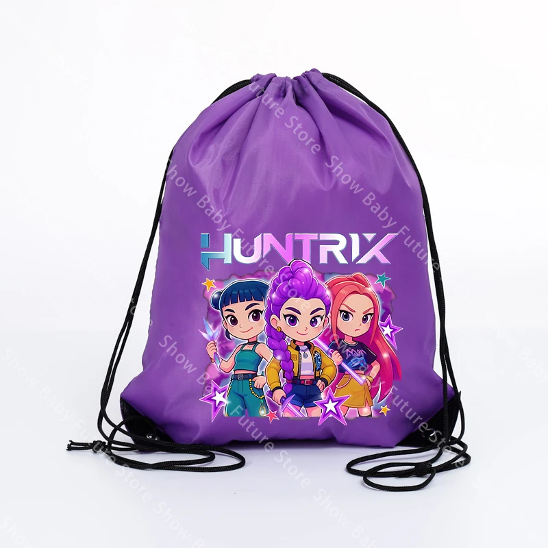 K Pop Demon Hunters para niñas, bolsa con cordón, mochila deportiva impermeable, paquete de bolsillo, bolsas de baloncesto, regalo bonito de cumpleaños de dibujos animados - imagen 3