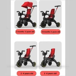 Triciclo evolutivo ligero con respaldo para niños de 1 a 5 años