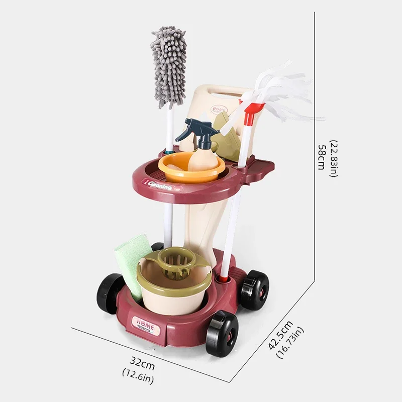 Carrito de limpieza infantil con accesorios para casitas - imagen 3