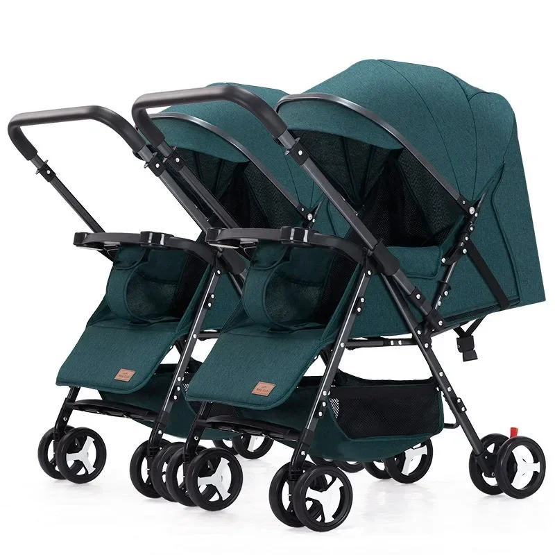 Cochecito gemelo plegable con respaldo ajustable y posición reversible - imagen 5