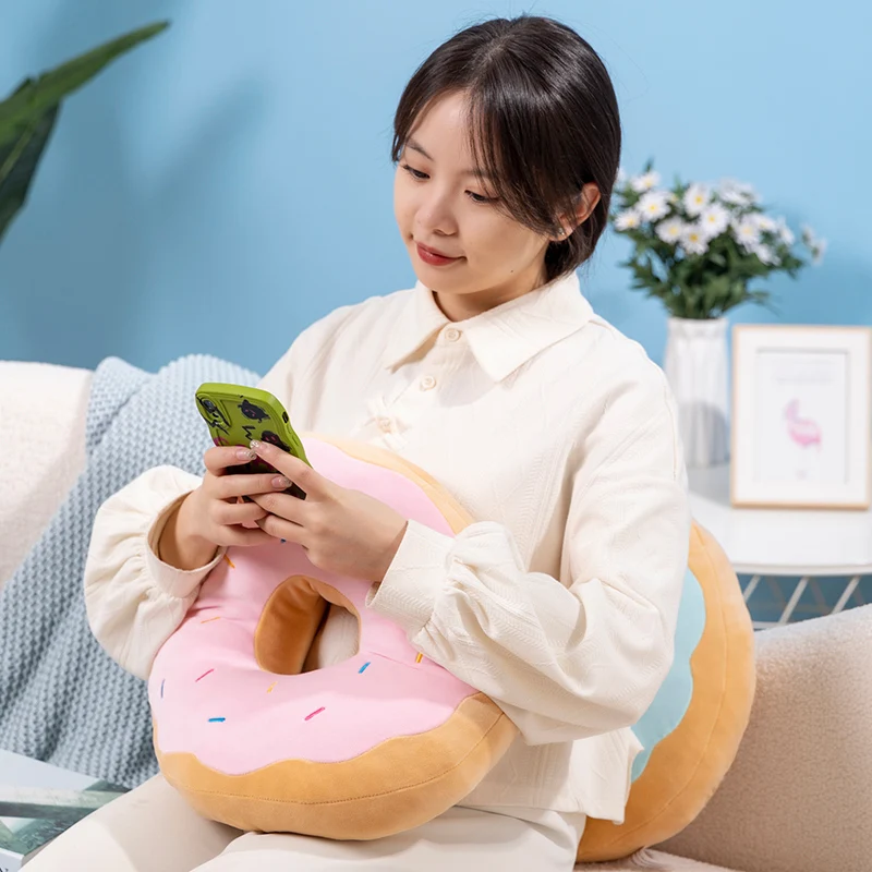 Almohada de peluche donut kawaii de felpa suave para niños - imagen 3