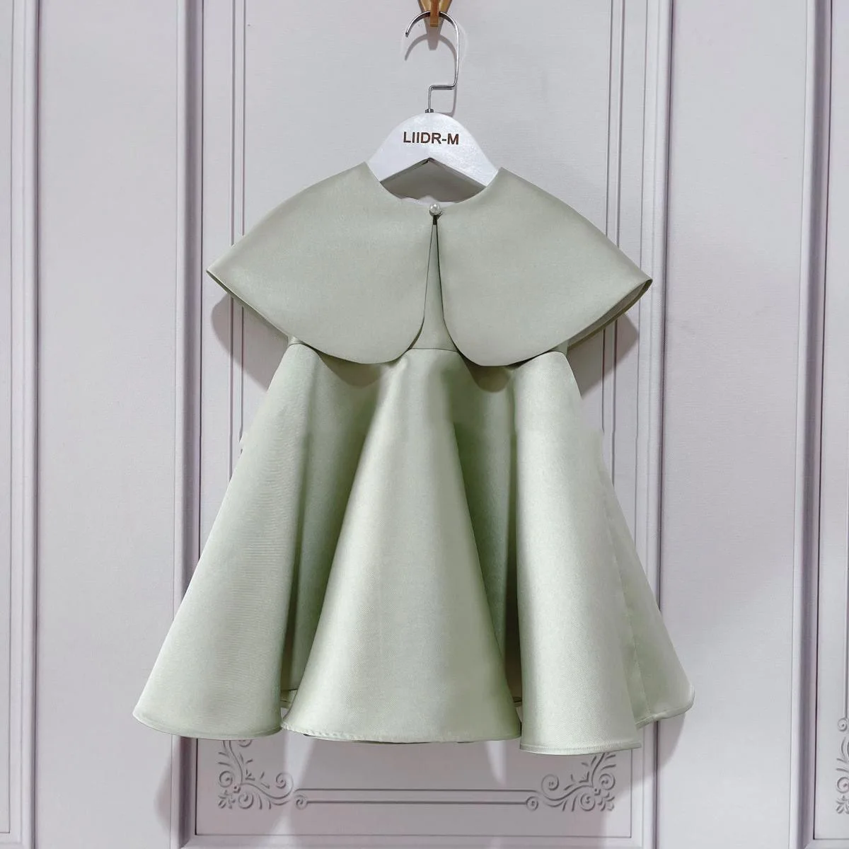 Vestido de niña de flores verde aguacate de estilo coreano con capa, cuello redondo, tutú de Color sólido para vestido de princesa de boda de 1er cumpleaños de bebé - imagen 5