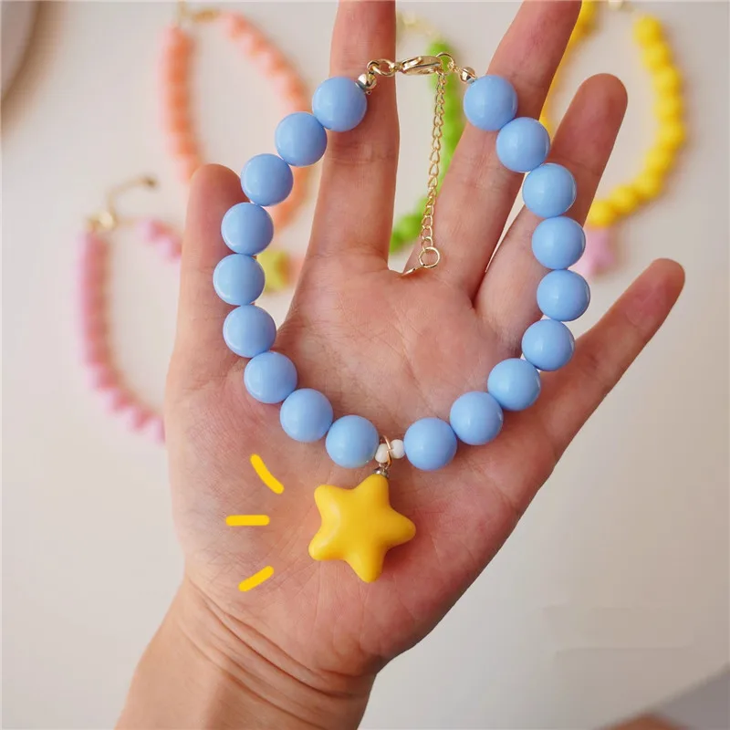 Collar ajustable para gato, colgante de estrellas Ins con cuentas, Collar para mascotas, Collar colorido bonito para el cuello del perro con accesorios - imagen 4