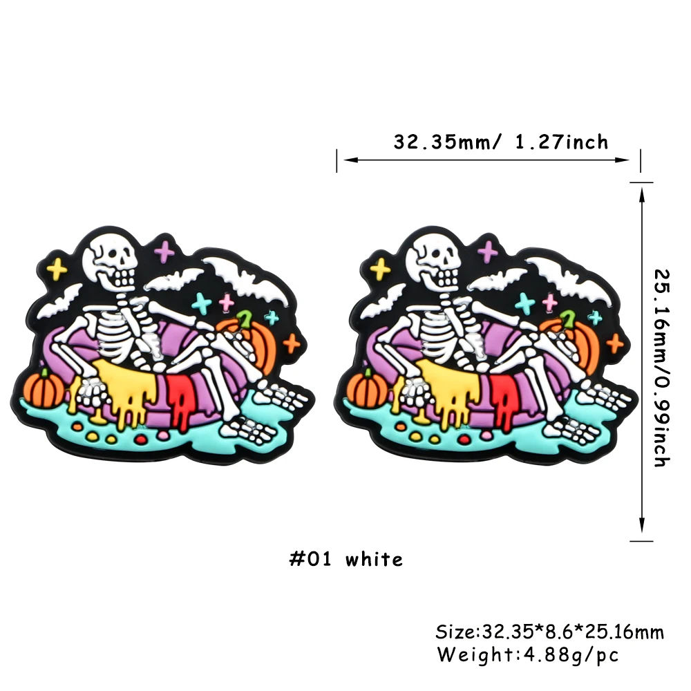 5/10 Uds. Nuevos animales de dibujos animados serie Halloween cuentas focales de silicona para fabricación de joyería DIY llavero pulsera accesorios de joyería - imagen 5