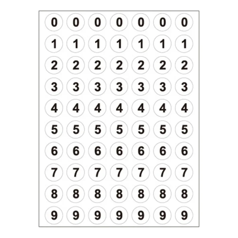 12 hojas de números redondos blancos 0-9, pegatinas autoadhesivas para álbum de recortes, etiquetas circulares redondas