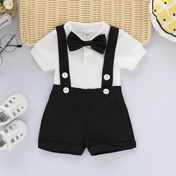 Conjunto formal para bebé: mameluco con lazo y camisa de manga corta