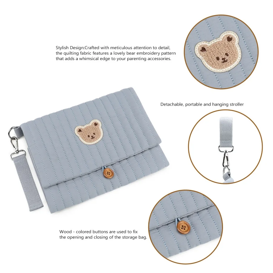 Bolsa plegable para almacenamiento de pañales de viaje para bebés y madres, bolsa organizadora compartida colgante, bolsa de almacenamiento con múltiples compartimentos - imagen 2