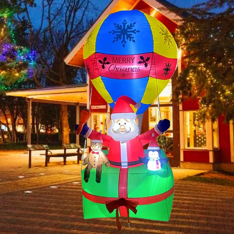 Juguetes inflables de Navidad con forma de globo de aire gigante, modelo inflable de Papá Noel, luces LED, decoración de Navidad al aire libre, regalo, 9 pies - imagen 2