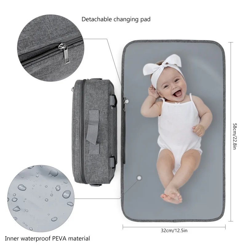 Bolsa multifuncional impermeable para bebé con almohadilla de pañales - imagen 2