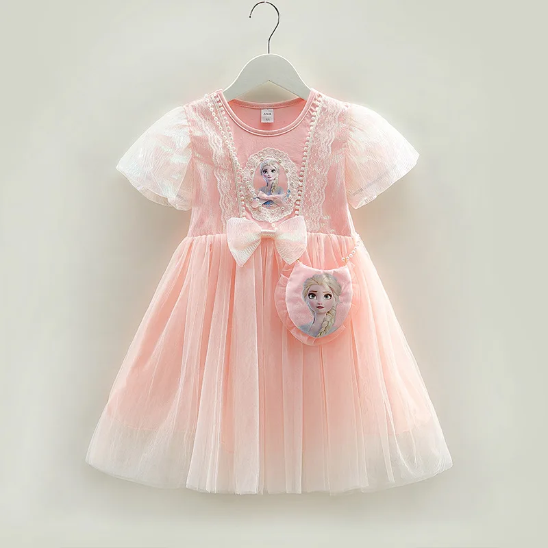 Vestido de manga corta para niña de 2 a 7 años, novedad de verano, vestidos de princesa Elsa, vestido de gasa versión coreana a la moda para bebé - imagen 2