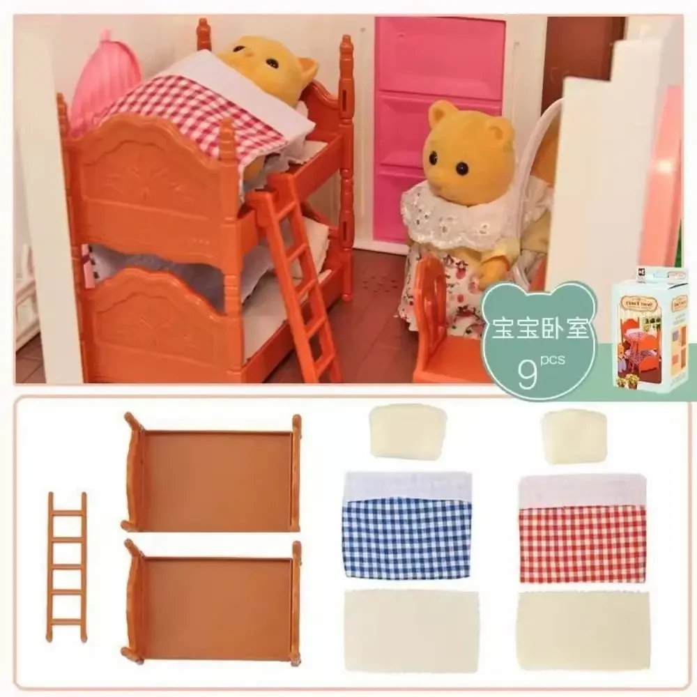 Muebles miniatura para casa de muñecas con cocina y sofá - imagen 2