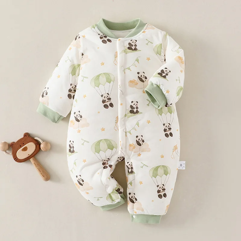 Somenie-mono de bebé con relleno de invierno, mono cálido y grueso, pijamas con estampado bonito para niños y niñas, mono suave y cómodo para recién nacidos - imagen 2
