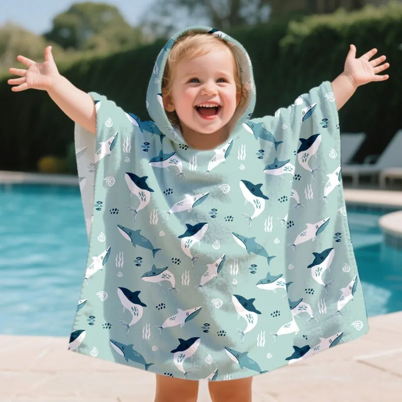 Toalla con capucha para niños de microfibra poncho estampado playa - imagen 2