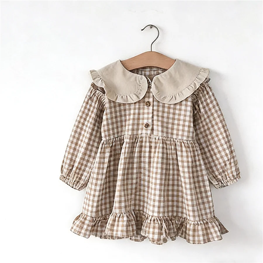 Vestido de cuadros para niña – Algodón y lino con cuello de solapa - imagen 4