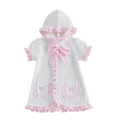 Vestido de baño niña a cuadros con capucha y manga corta