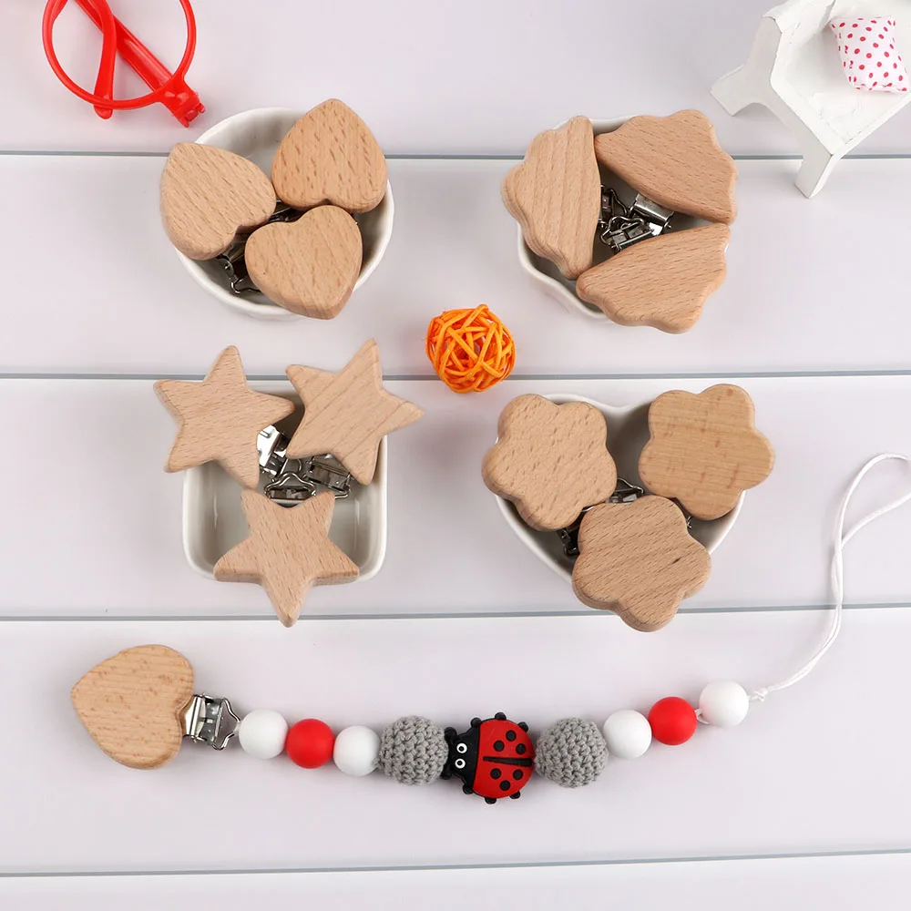 Kovict, 5 clips de madera de haya, abrazadera redonda, estrellas de animales, estilo pequeño dinosaurio para DIY, collar, pulsera, accesorios - imagen 5