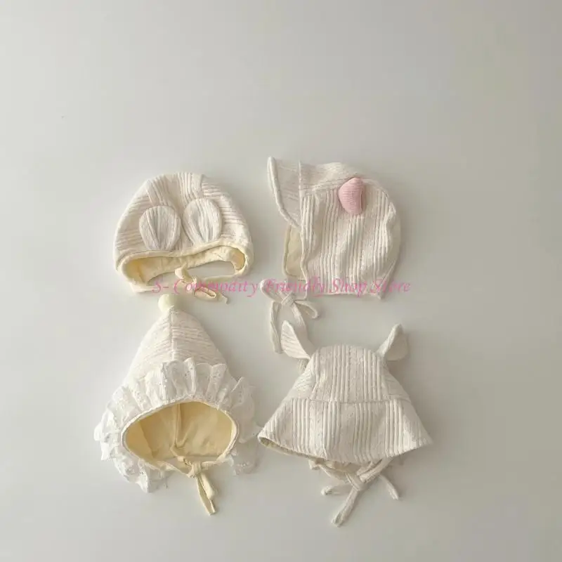 85AE Gorro encaje para niña, gorro transpirable para recién nacidos 0 a 12 meses, gorro puntiagudo princesa infantil, - imagen 4