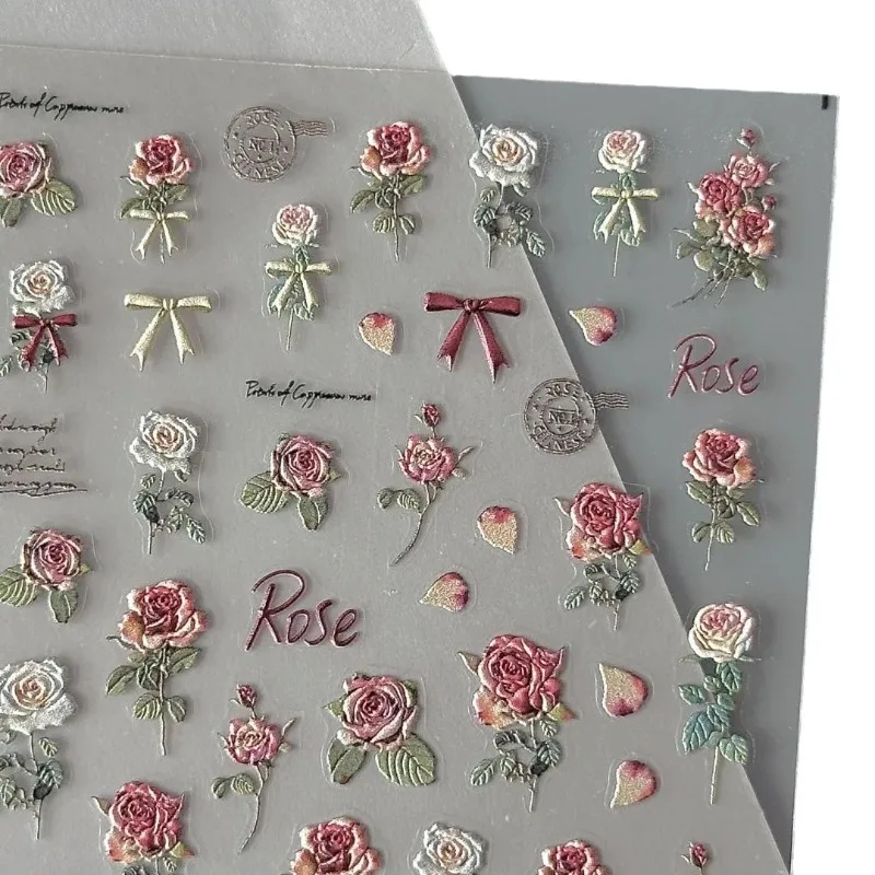 5 uds. De calcomanías planas mate de rosas secas Vintage estéticas, varilla de bolígrafo para decoración DIY - imagen 5