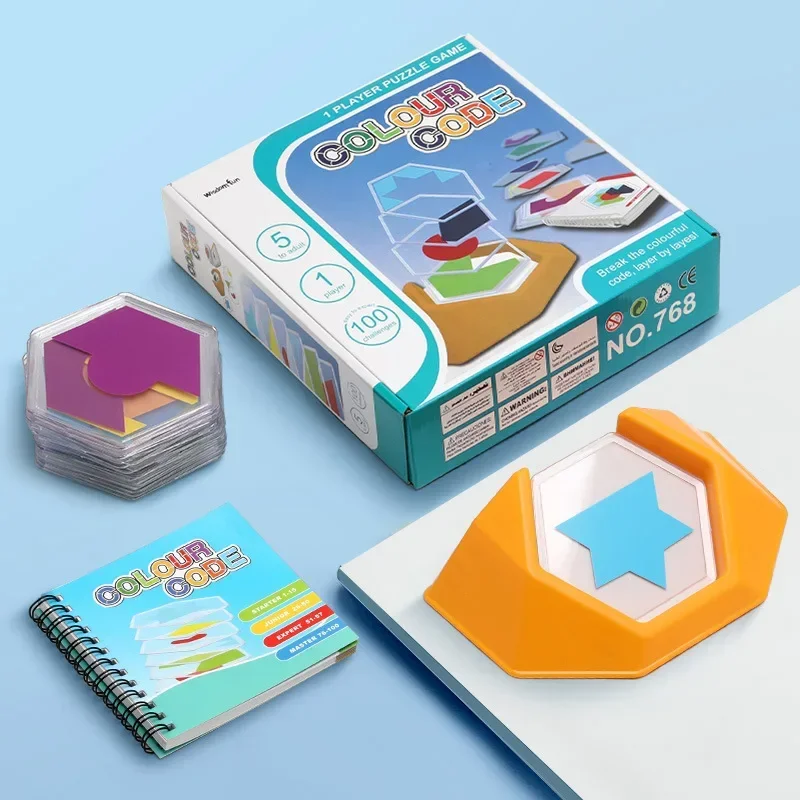 Juego de lógica de rompecabezas de código de Color para niños, juguetes inteligentes geométricos coloridos para niños, regalos de bricolaje, promoción de habilidades de pensamiento