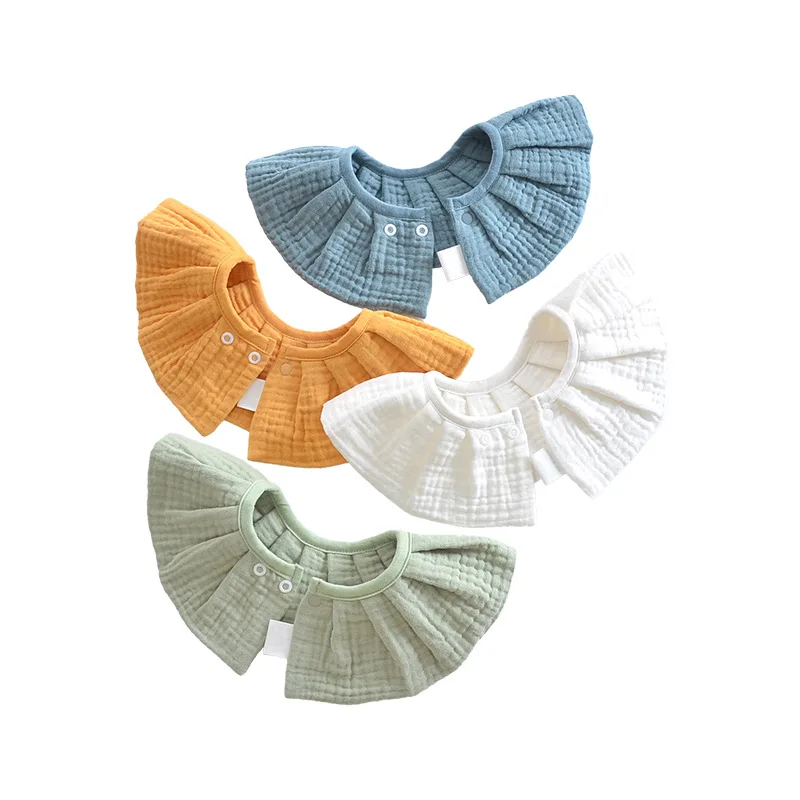 Baberos de muselina de algodón 100% de 4 capas para 0-2 años, Baberos Bandana con volantes seguros para bebés, paños para eructar de estilo coreano Ins - imagen 5