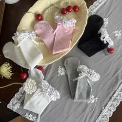 Calcetines escolares de algodón con encaje para niños