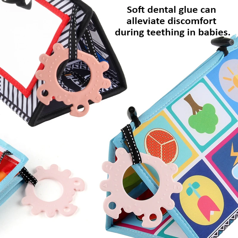 Libro de tela plegable de alto contraste con espejo de seguridad para bebé, juguete sensorial Montessori para regalo - imagen 3