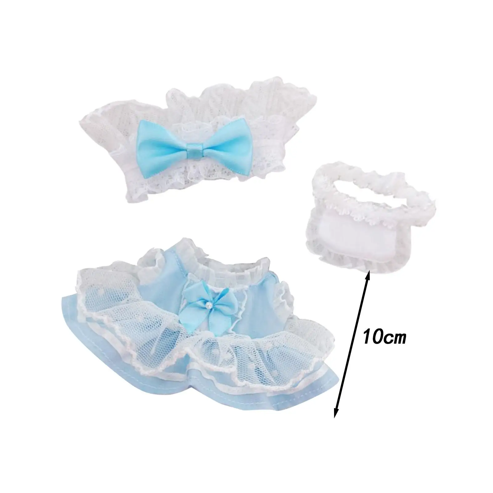 3x Dolls Maid Dress Suit, Costume Accessory, Handmade Clothing with Headband Apron for 17cm Dolls Thanksgiving Gifts