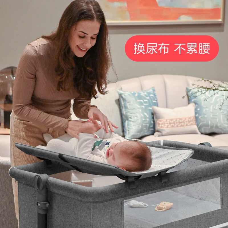 Cuna de juego portátil, cama de conexión plegable, cuna portátil para bebé, mecedora infantil, mesa de cambio - imagen 2
