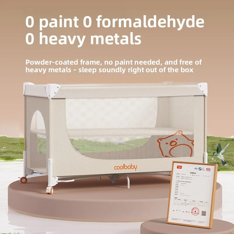 Cuna plegable de bebé ajustable con ruedas silenciosas - imagen 4