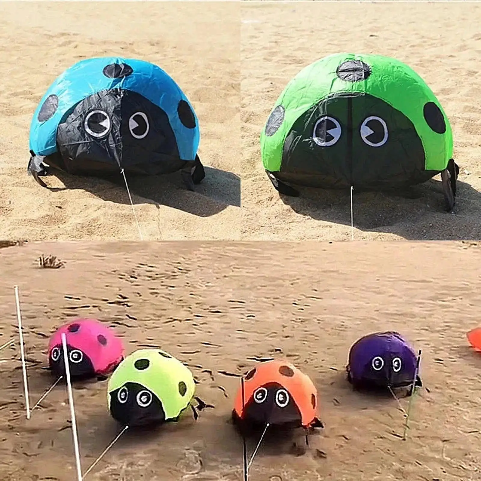 3D Ladybird Kite Beach Kites Frameless Soft Parafoil Giant Gift Can Walk Not Flying Outdoor Sports Toy for Beach Kids Outdoor