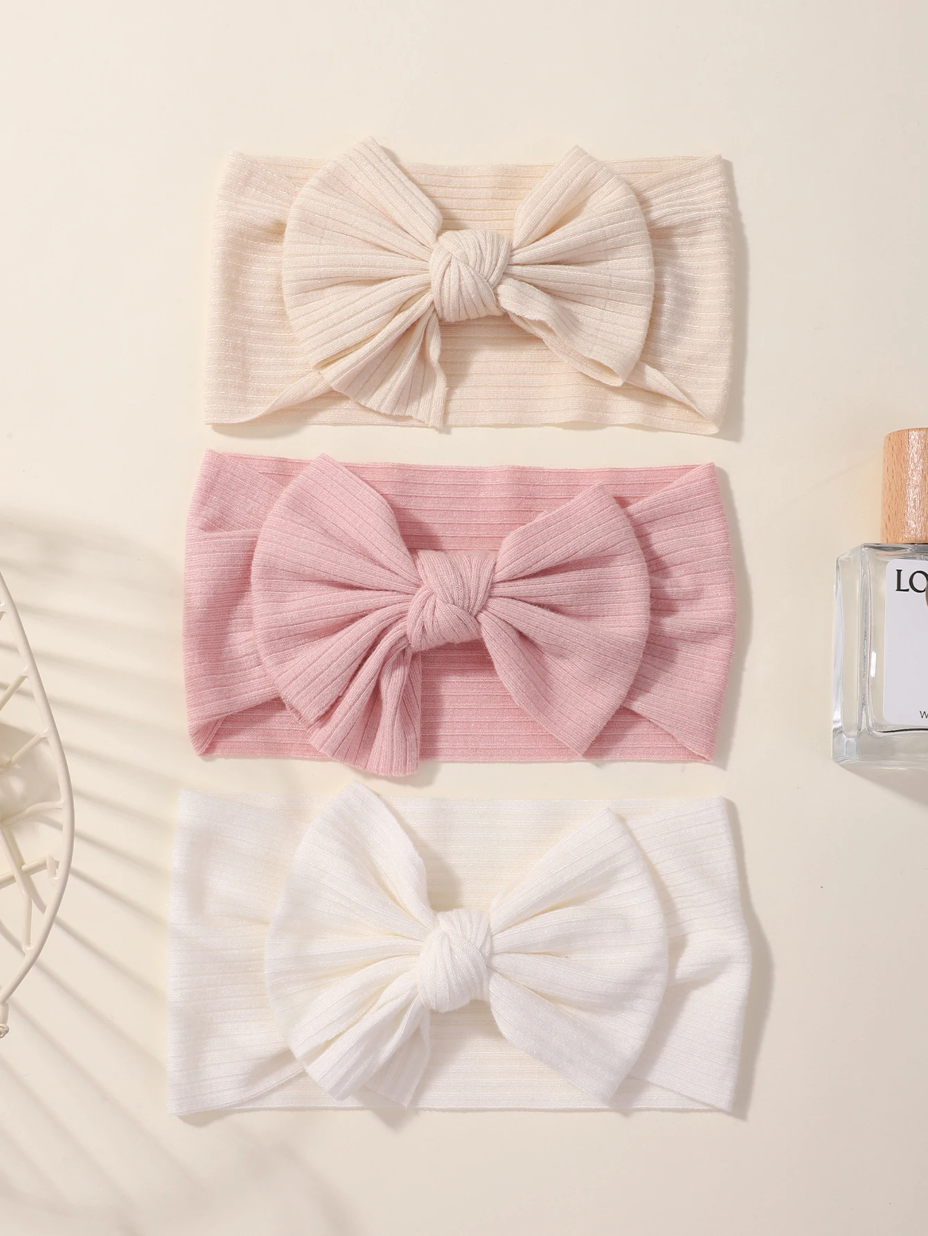 Conjunto de diadema con lazo elástico suave para niñas pequeñas, turbante liso bonito, diadema para niños, accesorios para el cabello, 3 uds. - imagen 2