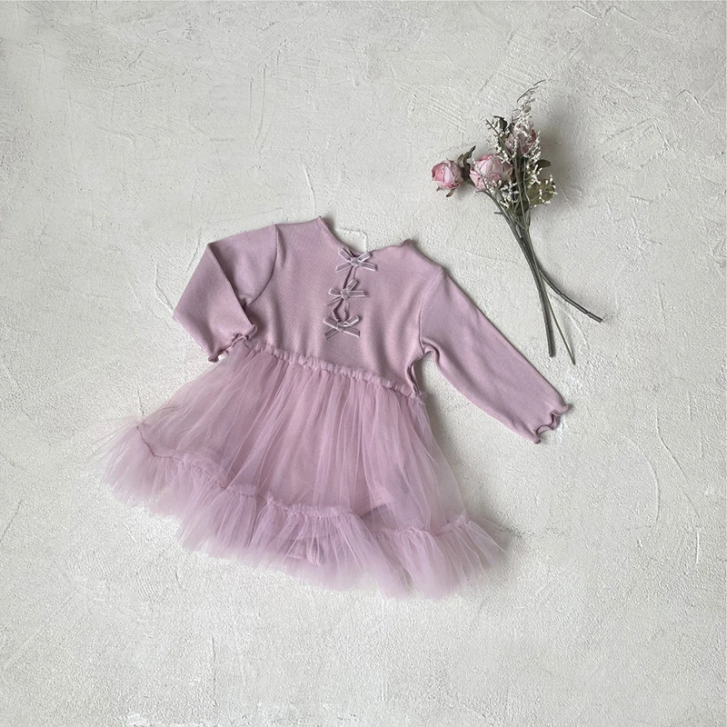 Vestido de malla con lazo para niña MILANCEL – Primavera - imagen 4