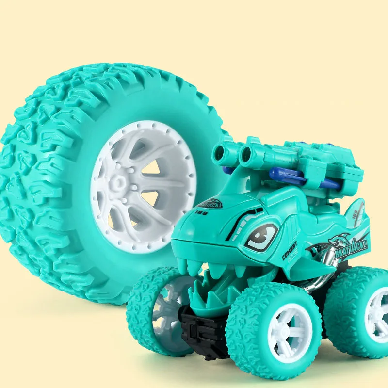 Coche de juguete de inercia de dinosaurio para bebé con lanzador de doble bala, juguete lanzador de inercia de tiburón bonito de dibujos animados, resistente, sin baterías, regalos para niños - imagen 4