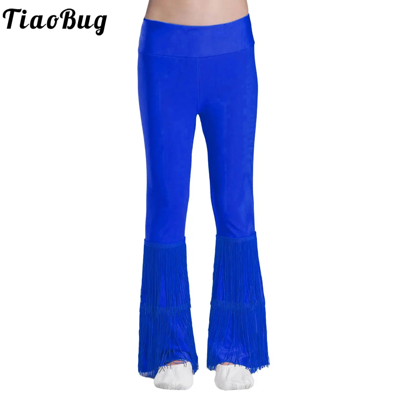 Pantalones de baile infantil acampanados con flecos Tango ChaCha Rumba - imagen 3